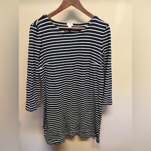 J. Crew Navy and White Striped Long Sleeve Tunic Dress